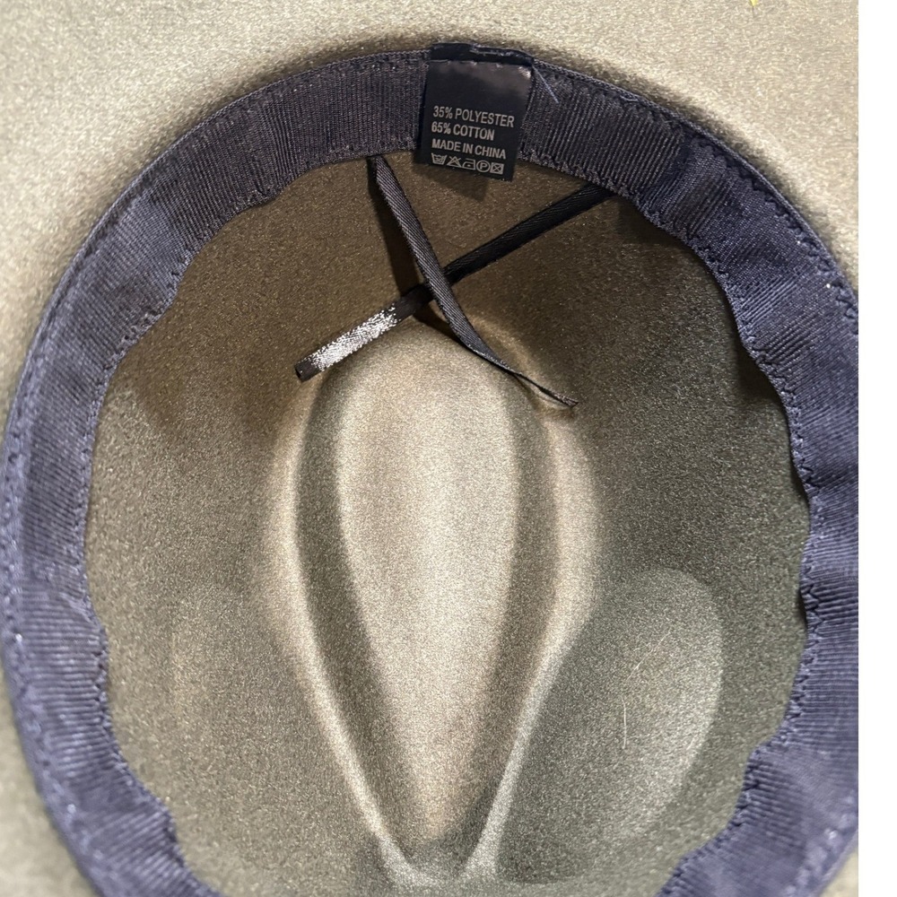 Custom Olive Green Wood Burned Fedora Women One Size Floral Butterfly - Picture 5 of 5